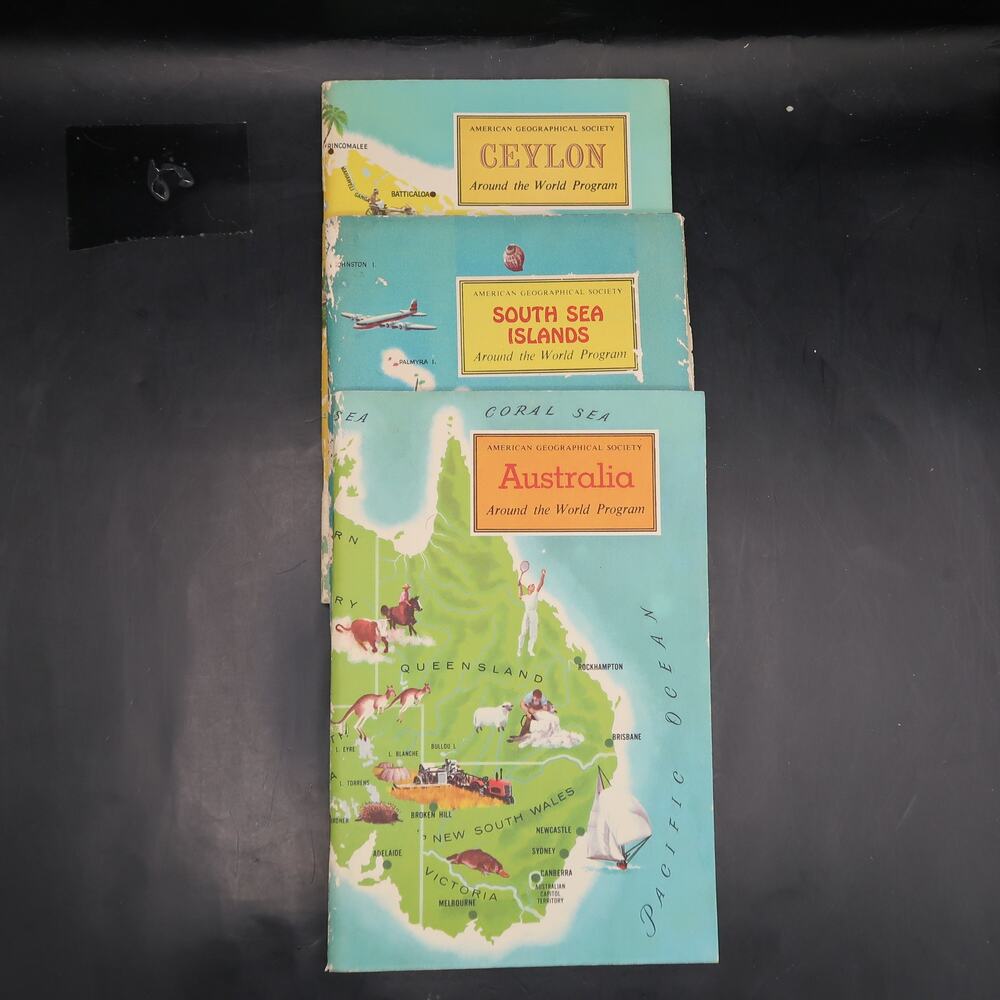 American Geographical Society Around the World Program Booklet Set of 3 1960s